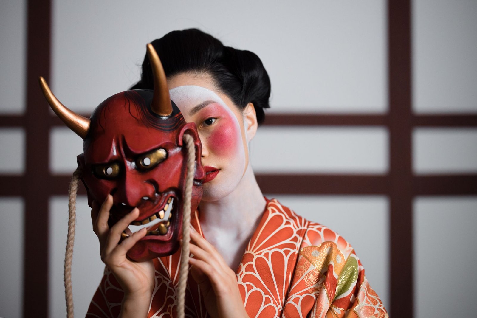 Hannya mask, a traditional Japanese theatrical mask representing a vengeful female spirit