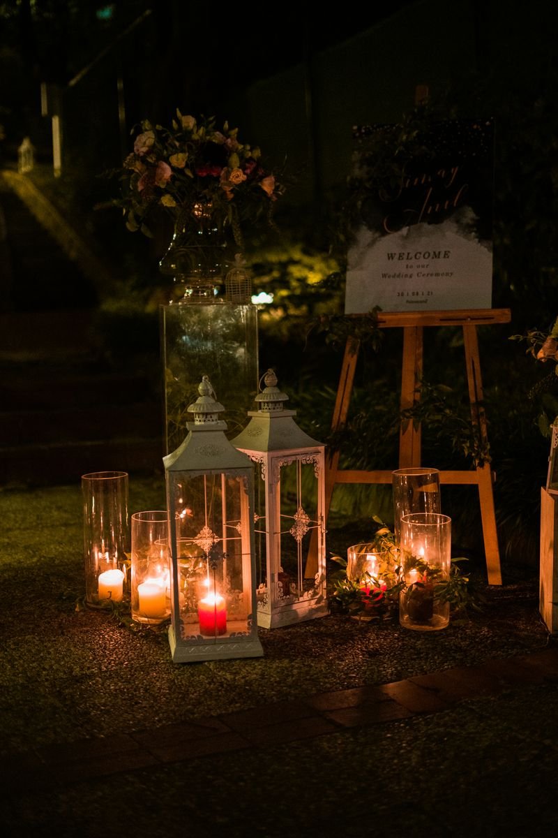 Candles lit at night for a memorial ceremony