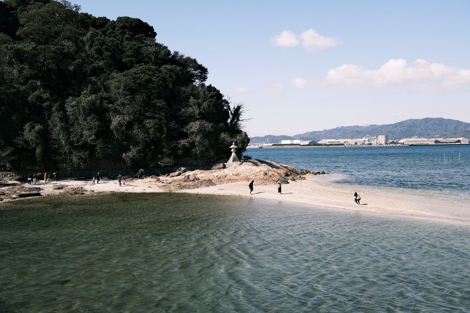A quiet sandy beach along the Japanese coastline near Karatsu