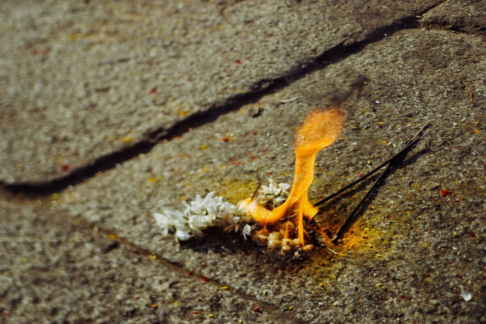 Incense smoke rising during a Japanese shrine ritual