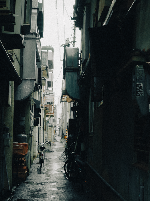A quiet backstreet alley in old Tokyo